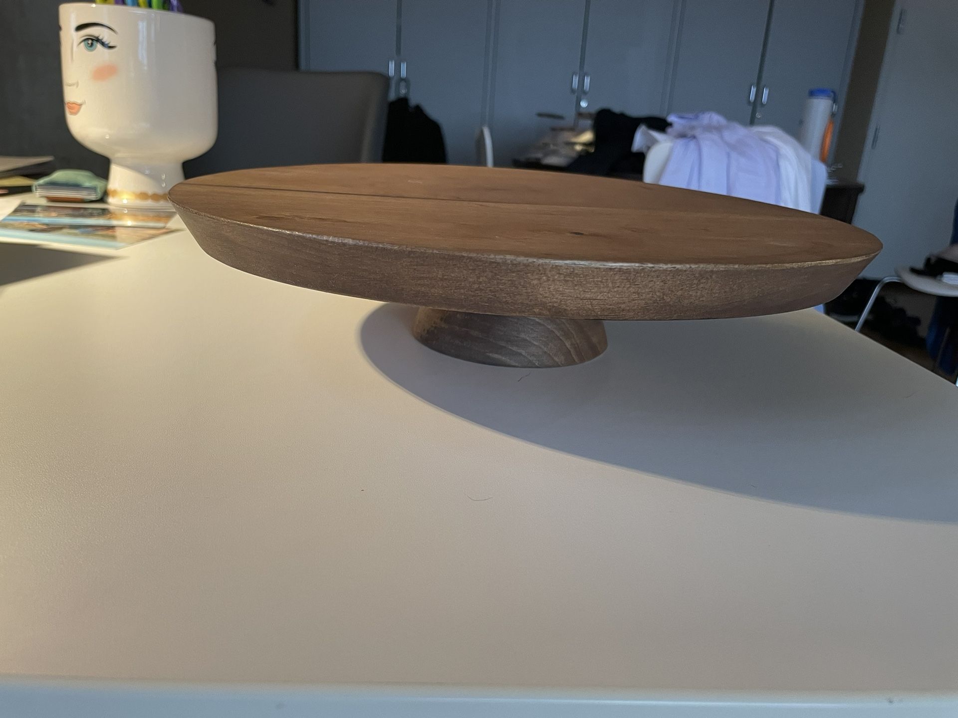 Round wood cake stand - 13.5”