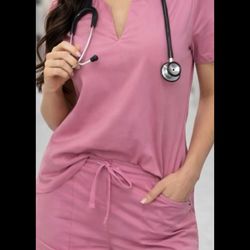 Mandala Limited Pink Scrub Set Large Tall Jogger And Top