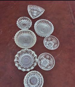 Lot Of 10 Vintage Ashtray Candy Bowl  Glass Ash Tray Clear Glass Dish