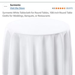 108 In White Round Table Cloths 12 Pcs