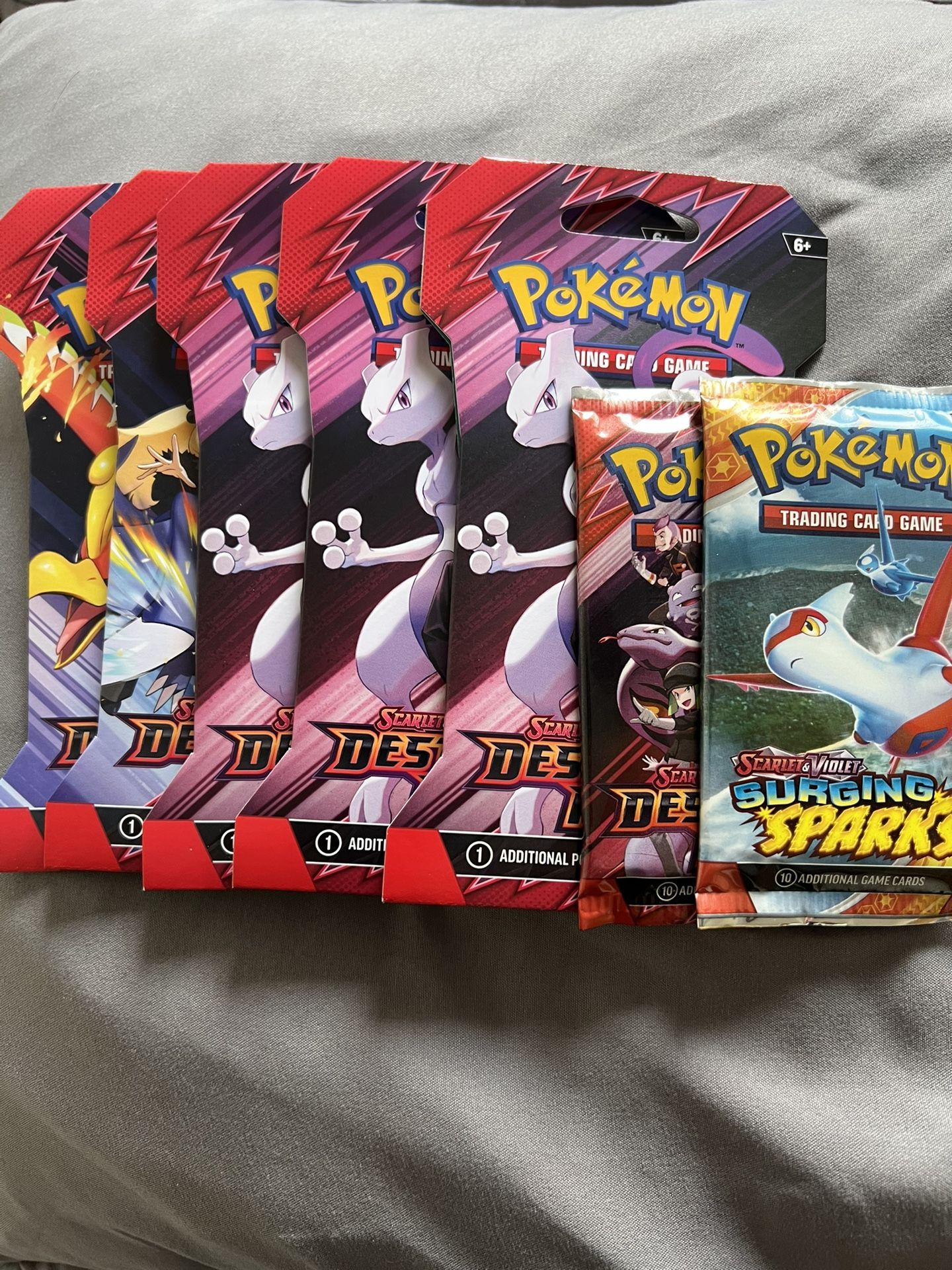 4 Pack Destined Rivals Sleeved Booster Pack Art Bundle And Surging Sparks