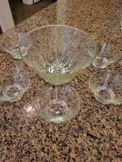 Princess house crystal Salad Bowl Set Perfect Large  Original Pattern 