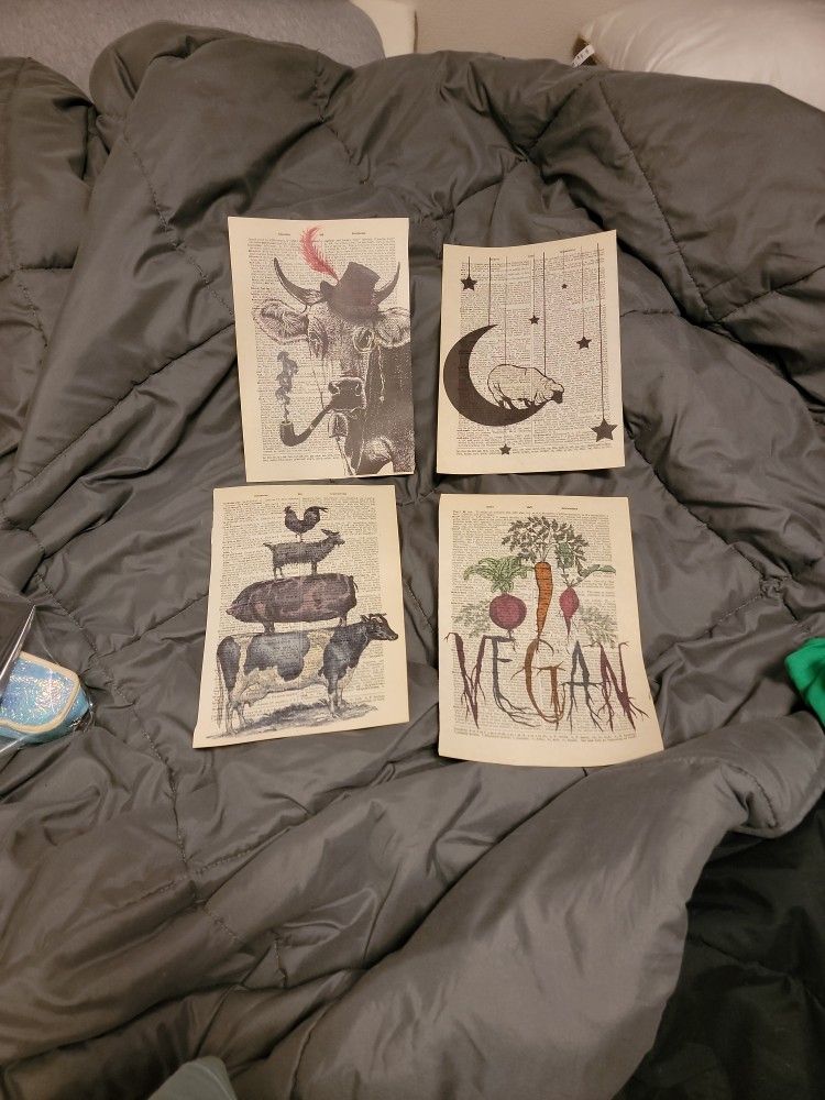 Vegan Art Prints On Dictionary Pages