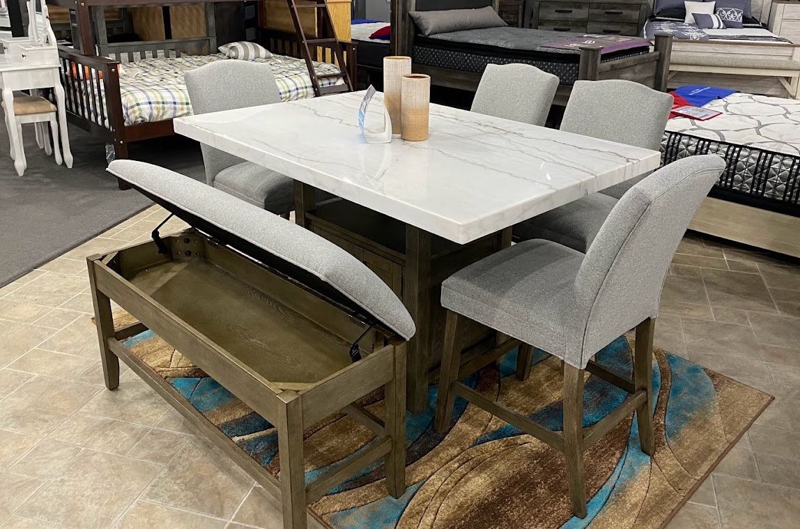 Stool With Storage , Dining Table , 4 Chairs
