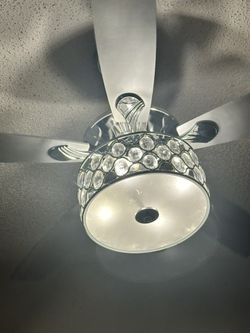 Ceiling Fan Silver Grey Sparkling Glass