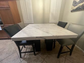 Marble Top Dining Table with 4 Chairs