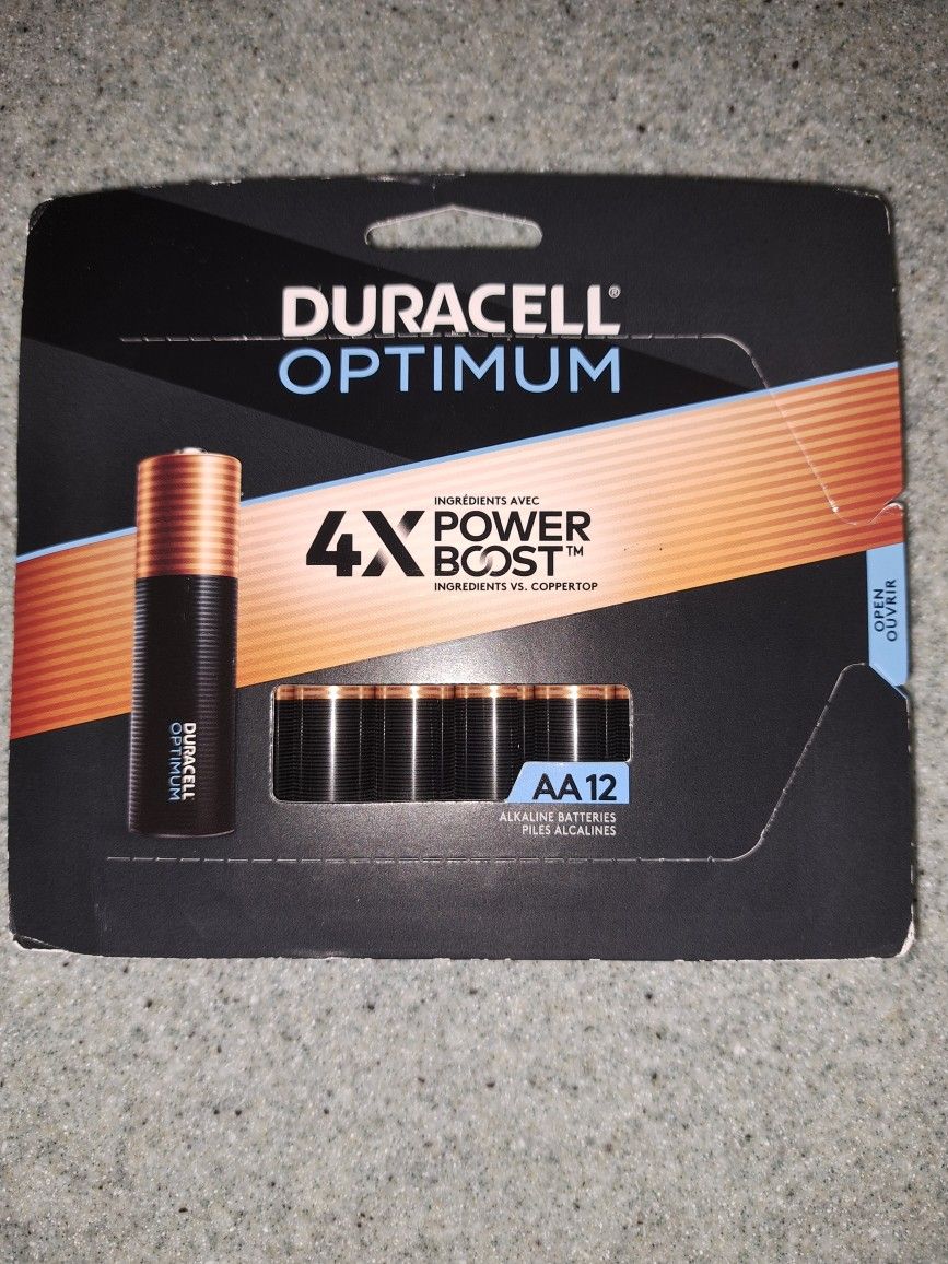 New fresh Duracell Optimum AA Batteries 12 Pack