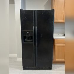 Whirlpool Side-by-Side Refrigerator, Fair Condition, Black with Dispenser – Bakersfield, CA
