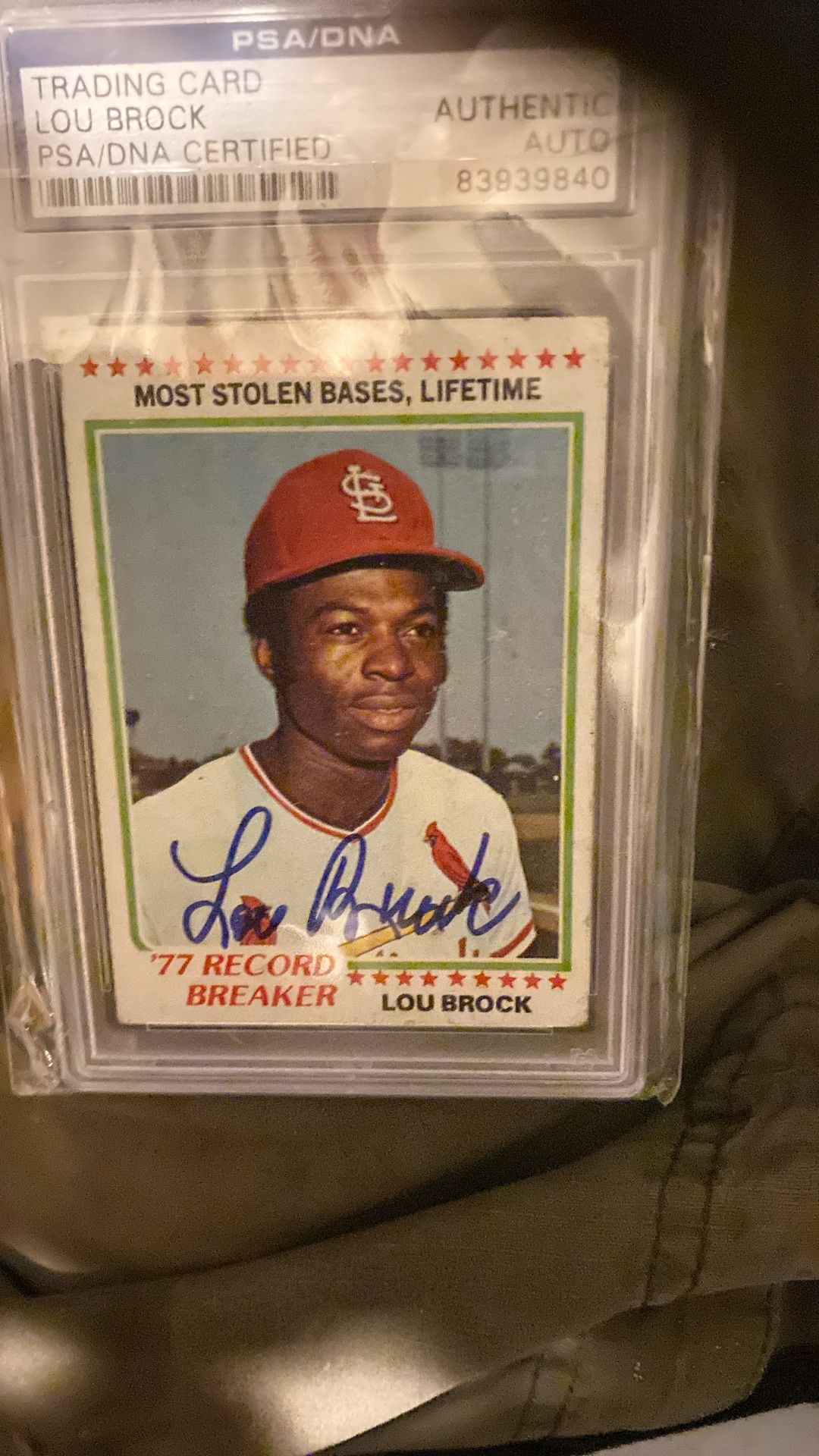 Lou Brock Tops Cards Autographed