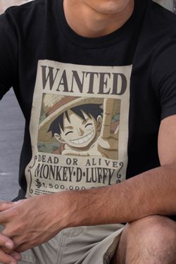 NEW  Hot Topics One Piece Luffy Wanted Poster T-Shirt Adult Sizes (S-XL) 