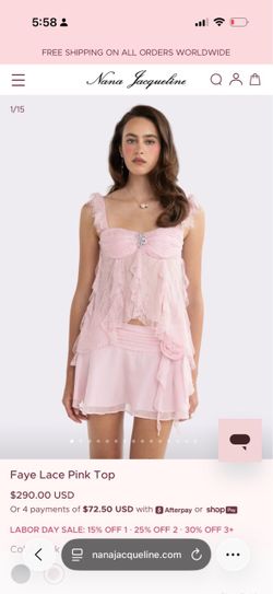 Size S Nana Jacqueline Faye Lace Camisole in Soft Pink
