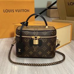 LOUIS VUITTON Vanity All-match Portable Old Flower Chain Coated Canvas Calfskin Trim Dressing Bag Hand-held One-shoulder Cross-body Makeup (107)89