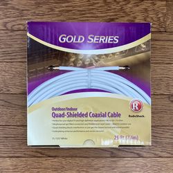 Coaxial Cable - 25 Foot Long - Quad Shielded