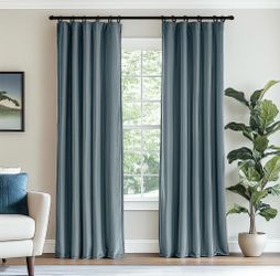 Lazzzy Velvet 90 Inch Curtains 2 Panel Set Blue Blackout Curtains Thermal Insulated Drapes For Bedroom Living Room Window Treatments Super Soft Luxury