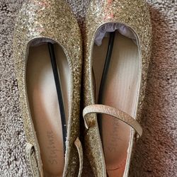 Sparkly Gold Mary Jane Flats Girls Size 2, New