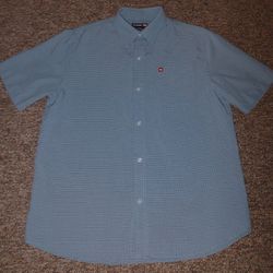 Vintage Tony Hawk Light Blue Plaid Button Up Short Sleeve Shirt Men's Small