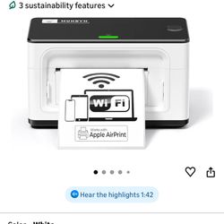 MUNBYN Wireless Wi-Fi Thermal Printer Shipping Label Printer, Compatible with AirPrint iPhone, iPad, MacOS, Android Windows Suit for Small Business, E