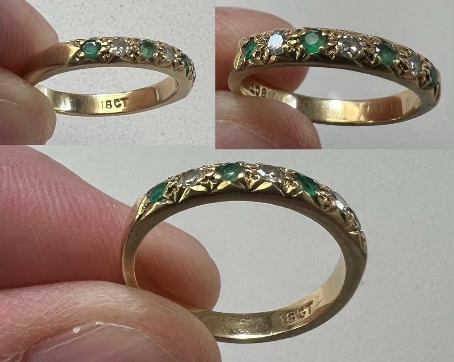 18k gold ring with emeralds/diamonds