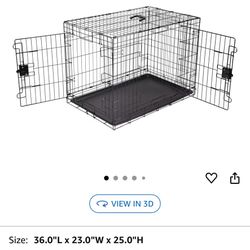 2x Foldable Metal Dog Crates with Tray