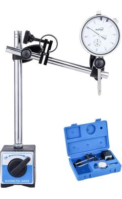 KATSU Tools Dial Indicator with Magnetic Base 0-1.0" Tester Gauge 0.001" Precision, Fine Adjustment, Professional Measuring Toolkit in Storage Case 40