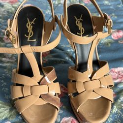 Ysl Tribute Beige Heels Sandal Size 37