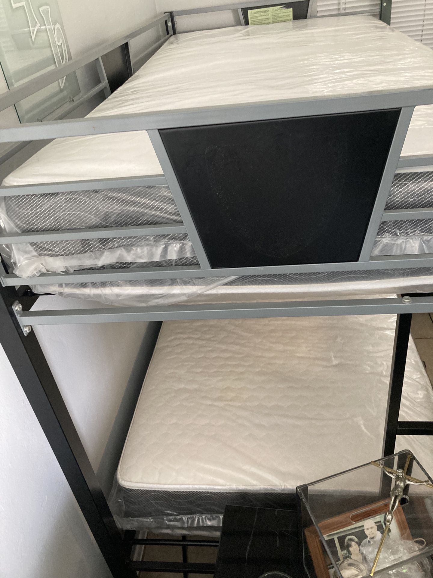Bunk Bed (twin Size) & Mattresses (still In Plastic)