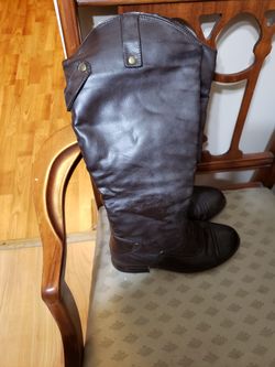 Dark brown leather riding boots