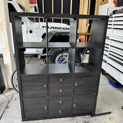 IKEA Kallax cube shelf with custom lighting