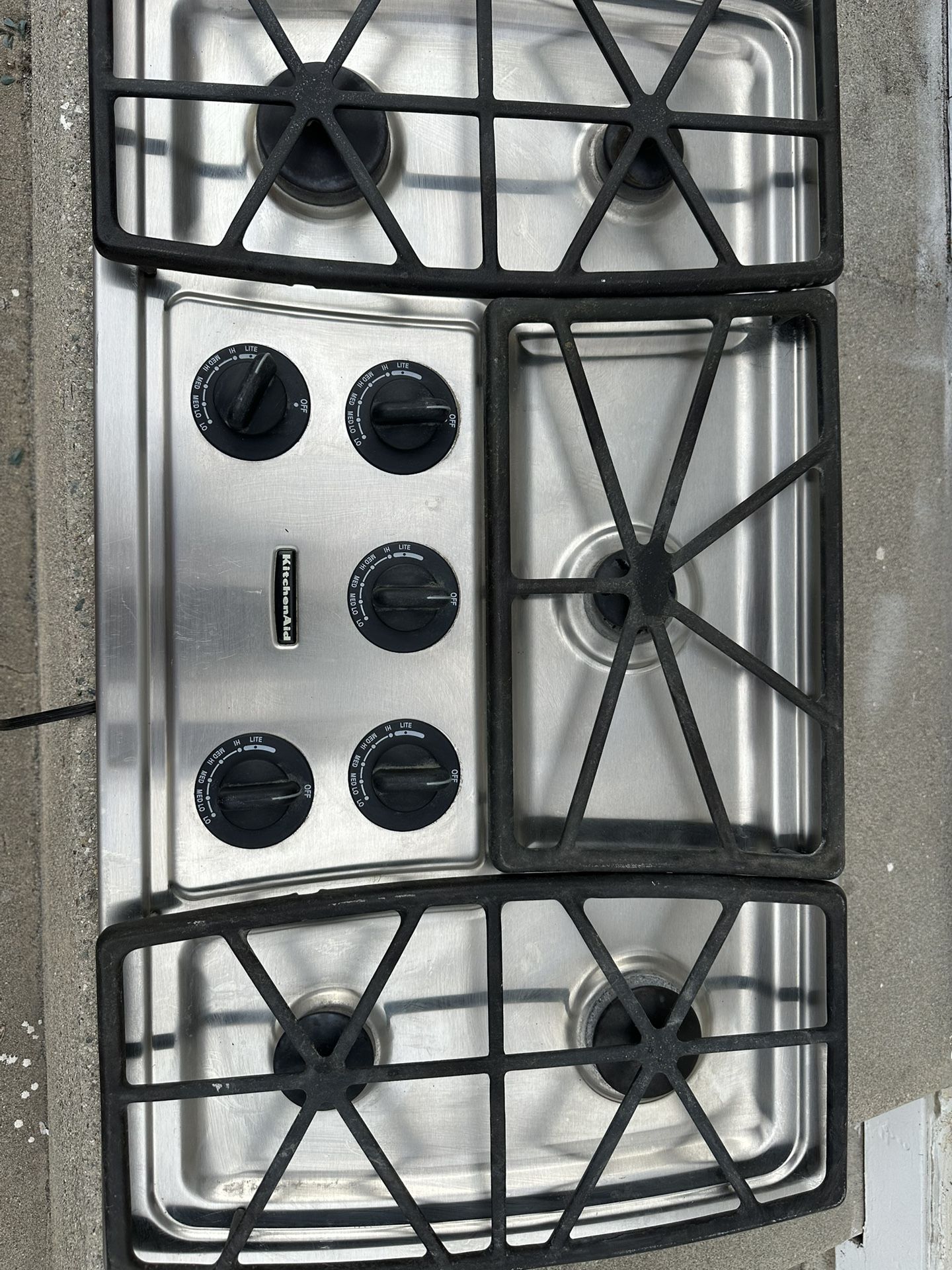 kitchen aid five burner gas stainless steel stove