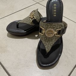 Guess Women’s Wood Platform Wedge Sandals