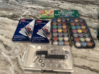 Art and Craft Supplies - Tie Dye Ink, 2 Sets Watercolor Pencils, Oil Pastels Clay Extruded