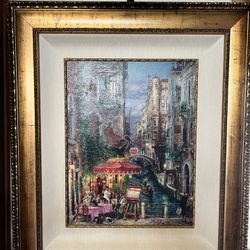 Cao Yong “Red Umbrella” Painting Framed