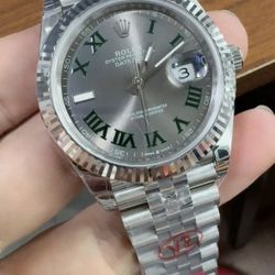 (500$)Rolex Datejust Slate Wimbledon Dial Fluted Bezel Jubilee Bracelet 41mm