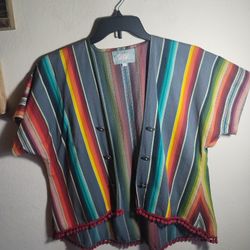 Vintage Silverado Cardigan Rainbow Western Cowgirl Southwestern Colorful Women L 