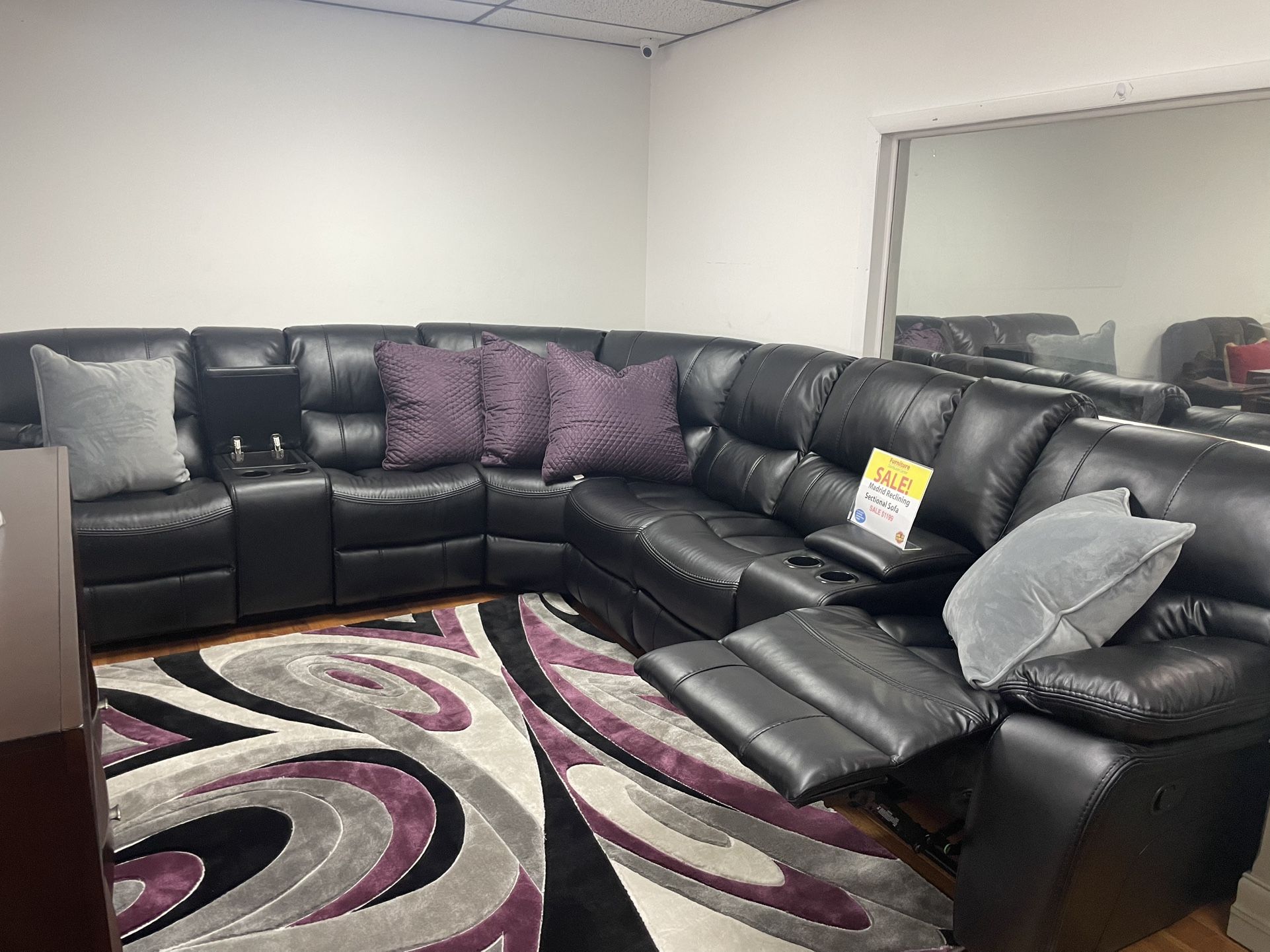 Beautiful Black Madrid Sectional sofa!$1499!*SAME DAY DELIVERY*NO CREDIT NEEDED*EASY FINANCING*HUGE SALE*