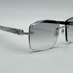 CARTIER C DECOR WHITE BUFFALO HORN SUNGLASSES W/DIAMONDS NEW 100% GENUINE $7150