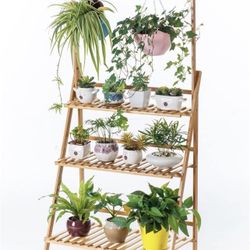 Brand  New Bamboo 3-Tier Hanging Plant Stand Planter Shelves Flower Pot Organizer Rack Folding Display Shelving Plants Shelf Unit Holder