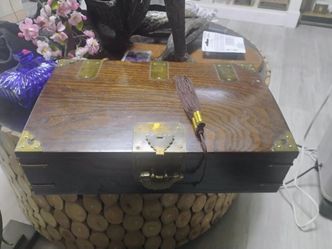 Korean Joseon Dynasty Scholar Wood Document & Other Valuables Box w/ Lock & Key