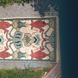 Antique Rare Persian Oriental Art Nouveau Hand Made Carpet Rug Prayer Rug Wall Hanging Wool Good Condition