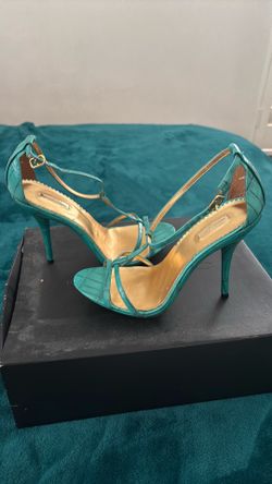Turquoise strappy heels