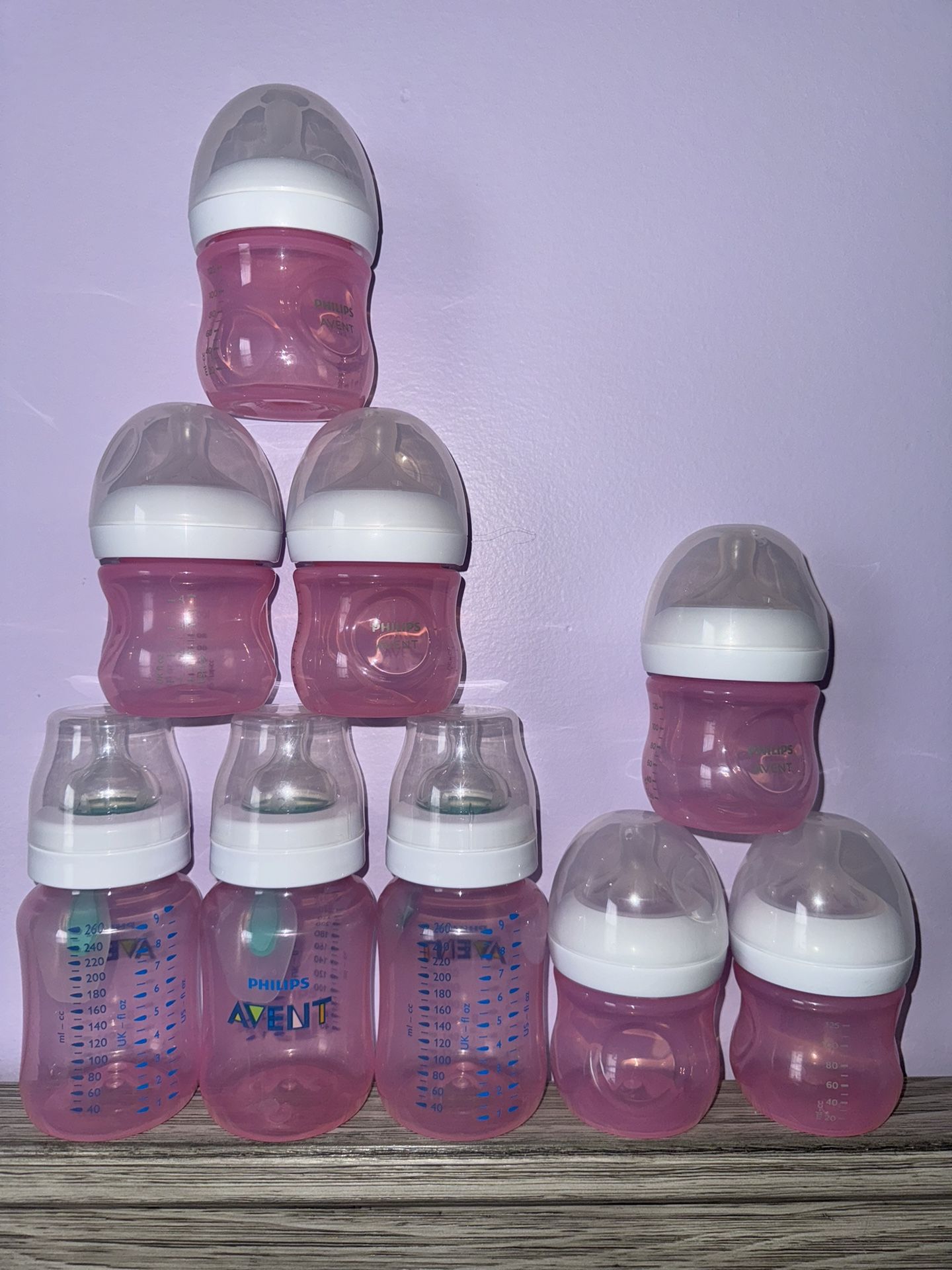 Lot Of Philips Avent Baby Bottles- Pink 