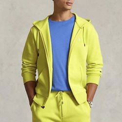Polo Ralph Lauren Double-Knit Full-Zip Hoodie Size M Laser Yellow 