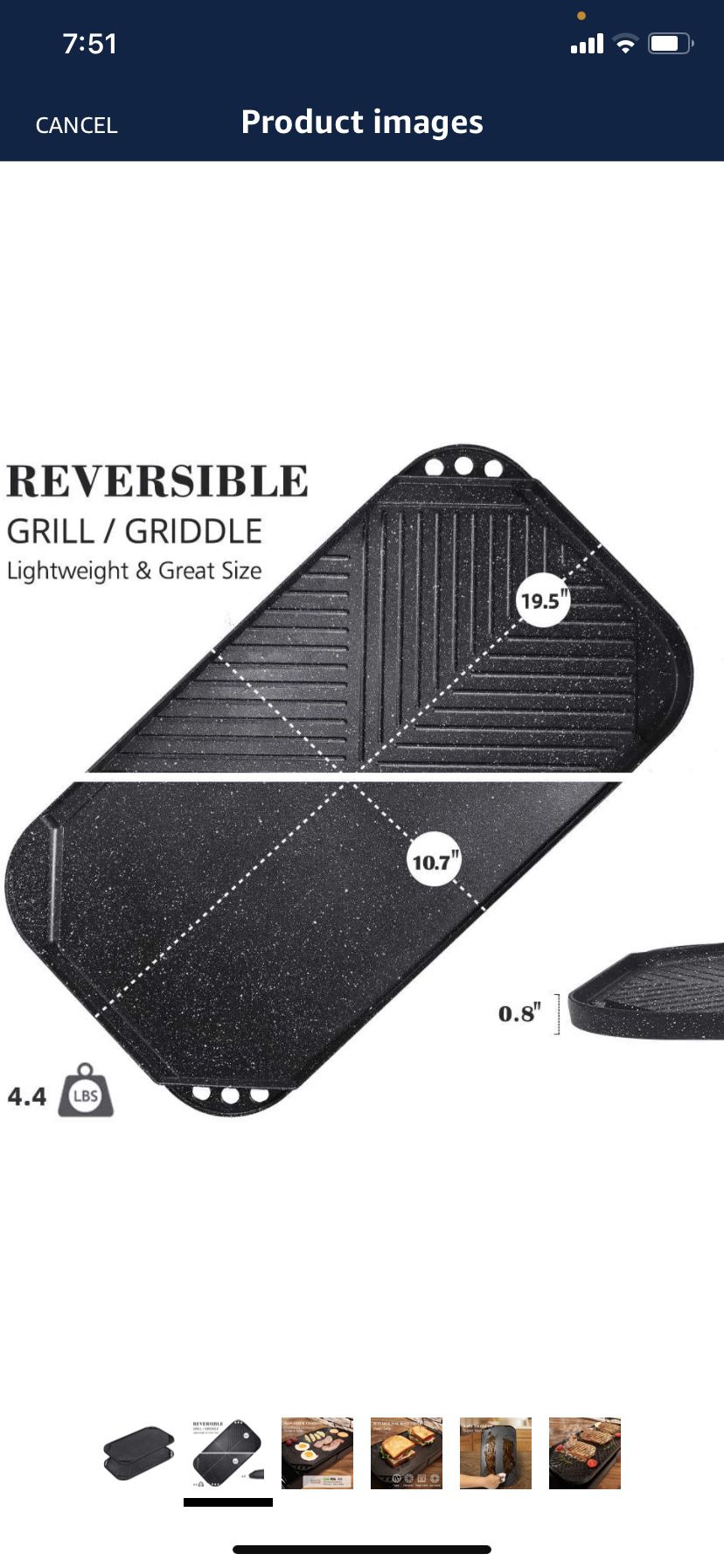 SENSARTE Nonstick Griddle Grill Pan, Pro-Grid Reversible Grill & Griddle  Pan, Two Burner Cast Aluminum Griddle, Portable for Indoor Stovetop or