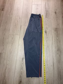 Gray Track Pants with Red Side Stripe