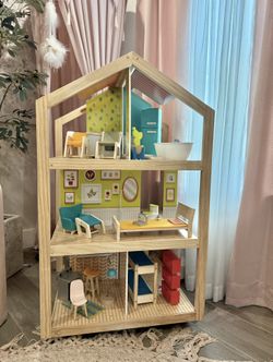 KidKraft Wooden Mid-Century 360-Play Dollhouse with Wheeled Base