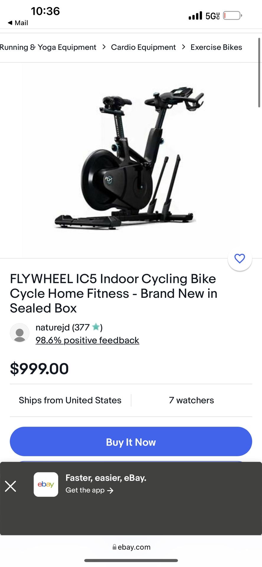 FLYWHEEL IC5 Indoor Cycling Bike Cycle Home Fitness - Brand New in Sealed Box