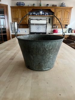 Vintage Galvanized Metal Bucket with Handle