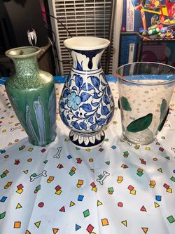Blue and White Floral Ceramic Vase