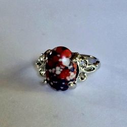 EUROPEAN STYLE MILLEFIORE MURANO STYLE POLISHED CABECHON NEW SIZE  7 RING 