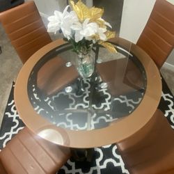Peanut Butter Glass Table With Chairs 